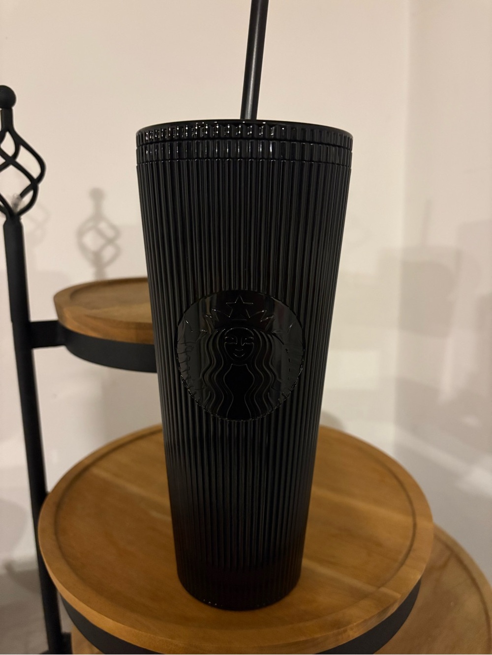 Starbucks Black Ribbed Tumbler with Straw